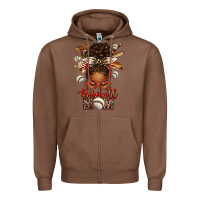 Chestnut Baseball Mom Afro Messy Bun Zipper Hoodie - texasbilliewilder