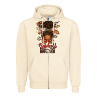 Sandshell Baseball Mom Afro Messy Bun Zipper Hoodie - texasbilliewilder