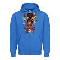 True Royal Baseball Mom Afro Messy Bun Zipper Hoodie - texasbilliewilder