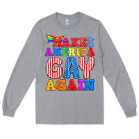 Heather Grey Make America Gay Again Long Sleeve Tee - BundleAndBundleShop