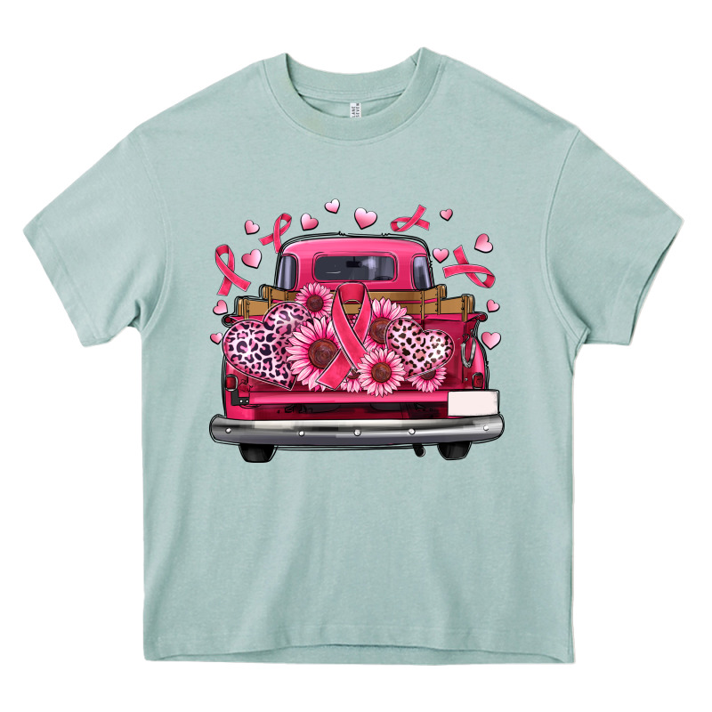 Breast Cancer Farm Truck Heavy Core Tee by Artiststas | Teevron
