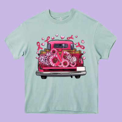 Breast Cancer Farm Truck Heavy Core Tee Designed By Artiststas
