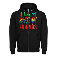 Black I love my gay friends Zipper Hoodie - NancyCooperArtShop