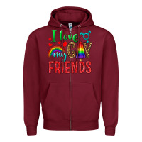 Burgundy I love my gay friends Zipper Hoodie - NancyCooperArtShop