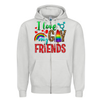Dove Grey I love my gay friends Zipper Hoodie - NancyCooperArtShop