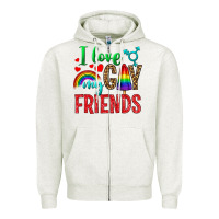 Oatmeal Heather I love my gay friends Zipper Hoodie - NancyCooperArtShop