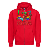 Red I love my gay friends Zipper Hoodie - NancyCooperArtShop