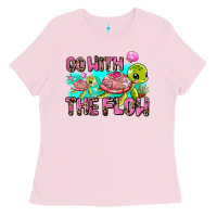Bubblegum Pink go with the flow Ladies Tee - AdoDesignShop