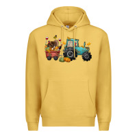 Antique Gold thanksgiving tractor Premium Hoodie - CowGirlArtShop