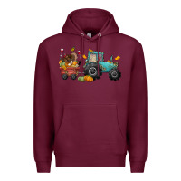 Burgundy thanksgiving tractor Premium Hoodie - CowGirlArtShop