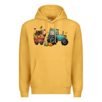 Mustard thanksgiving tractor Premium Hoodie - CowGirlArtShop