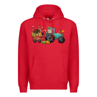 Red thanksgiving tractor Premium Hoodie - CowGirlArtShop