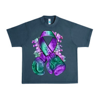 Midnight Navy purple and green anal cancer with boxing gloves na Urban Heavy Tee - NancyCooperArtShop