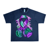 Navy purple and green anal cancer with boxing gloves na Urban Heavy Tee - NancyCooperArtShop
