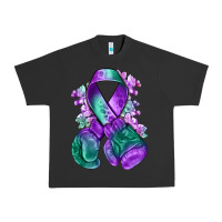 Pigment Black purple and green anal cancer with boxing gloves na Urban Heavy Tee - NancyCooperArtShop