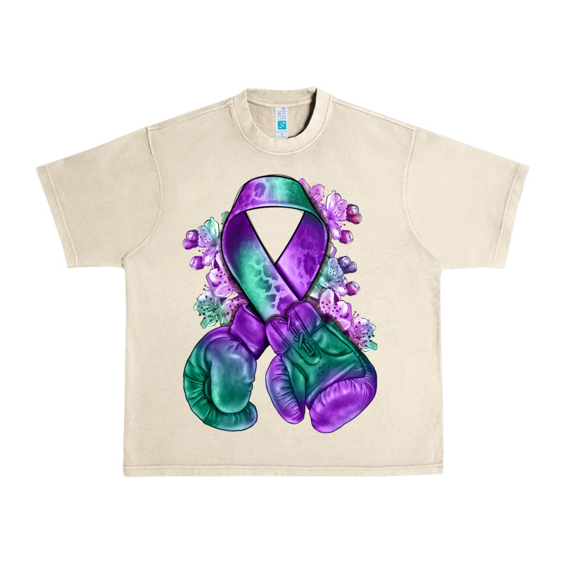 Purple And Green Anal Cancer With Boxing Gloves Na Urban Heavy Tee by NancyCooperArtShop | Teevron