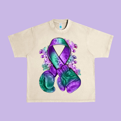 Purple And Green Anal Cancer With Boxing Gloves Na Urban Heavy Tee Designed By Nancycooperartshop