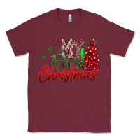 Burgundy my first Christmas Classic Tee - CowhideDigitalArt