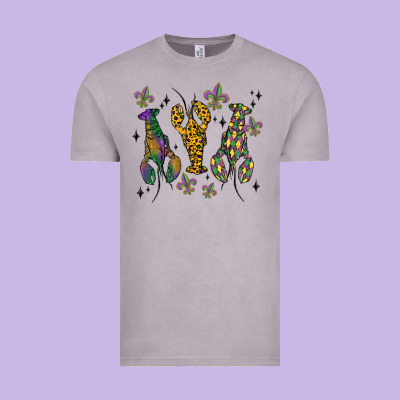 Mardi Gras Crawfish Vintage Tee Designed By Maliassmallbusiness