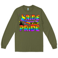 Army Green Western LGBTQ+ Ride With Pride Long Sleeve Tee - BundleAndBundleShop