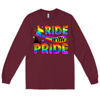 Burgundy Western LGBTQ+ Ride With Pride Long Sleeve Tee - BundleAndBundleShop