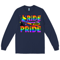 Navy Western LGBTQ+ Ride With Pride Long Sleeve Tee - BundleAndBundleShop