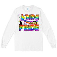 White Western LGBTQ+ Ride With Pride Long Sleeve Tee - BundleAndBundleShop
