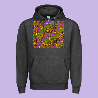 Mardi Gras Zipper Hoodie Designed By Nancycooperartshop