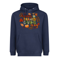 Navy happy thanksgiving day Heavyweight Hoodie - CowGirlArtShop