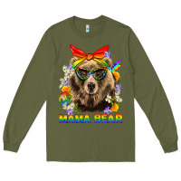 Army Green Mama Bear Pride LGBTQ+ Long Sleeve Tee - BundleAndBundleShop