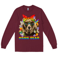 Burgundy Mama Bear Pride LGBTQ+ Long Sleeve Tee - BundleAndBundleShop