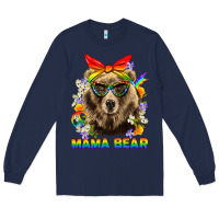 Navy Mama Bear Pride LGBTQ+ Long Sleeve Tee - BundleAndBundleShop