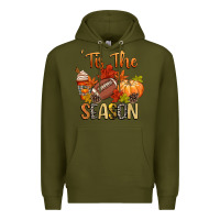 Army Green tis the season football Premium Hoodie - CowGirlArtShop