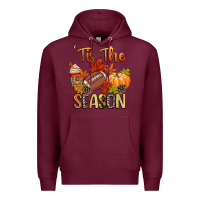 Burgundy tis the season football Premium Hoodie - CowGirlArtShop