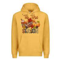 Mustard tis the season football Premium Hoodie - CowGirlArtShop