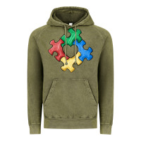 Vintage Olive autism puzzle Vintage Hoodie - MaliasSmallBusiness