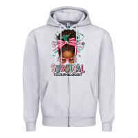 Surgical Technologist Afro Messy Bun Zipper Hoodie | Teevron