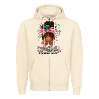 Sandshell Surgical Technologist Afro Messy Bun Zipper Hoodie - texasbilliewilder