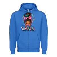 True Royal Surgical Technologist Afro Messy Bun Zipper Hoodie - texasbilliewilder