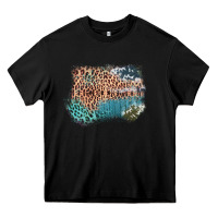 Black Leopard Wood Cowhide Pattern Mixed Western Frame Heavy Core Tee - Bettercallsaul