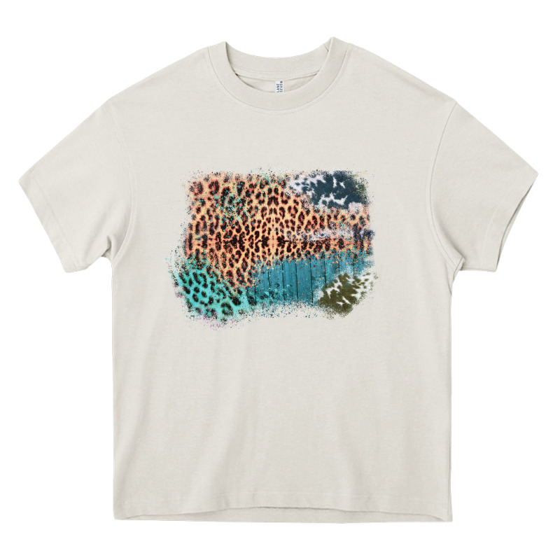 Leopard Wood Cowhide Pattern Mixed Western Frame Heavy Core Tee by Bettercallsaul | Teevron