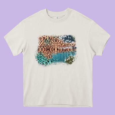 Leopard Wood Cowhide Pattern Mixed Western Frame Heavy Core Tee Designed By Bettercallsaul