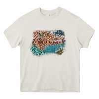 Cream Leopard Wood Cowhide Pattern Mixed Western Frame Heavy Core Tee - Bettercallsaul