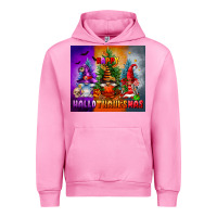 Fuchsia Pink happy hallothanksmas Urban Hoodie - FaDigitalArtStudio