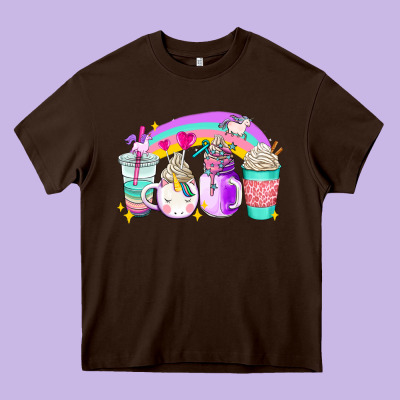 Unicorn Coffee Cups Heavy Core Tee Designed By Adodesignshop