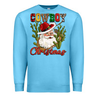 Ocean Blue cowboy christmas western cactus Premium Sweatshirt - CowGirlArtShop