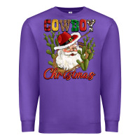 Purple cowboy christmas western cactus Premium Sweatshirt - CowGirlArtShop