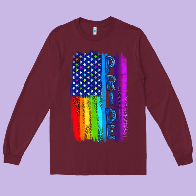 Pride Lgbtq+ American Flag Long Sleeve Tee Designed By Bundleandbundleshop