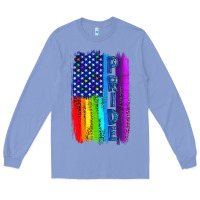 Colony Blue Pride LGBTQ+ American Flag Long Sleeve Tee - BundleAndBundleShop