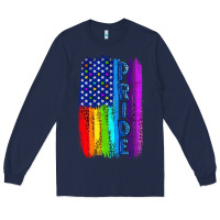 Navy Pride LGBTQ+ American Flag Long Sleeve Tee - BundleAndBundleShop